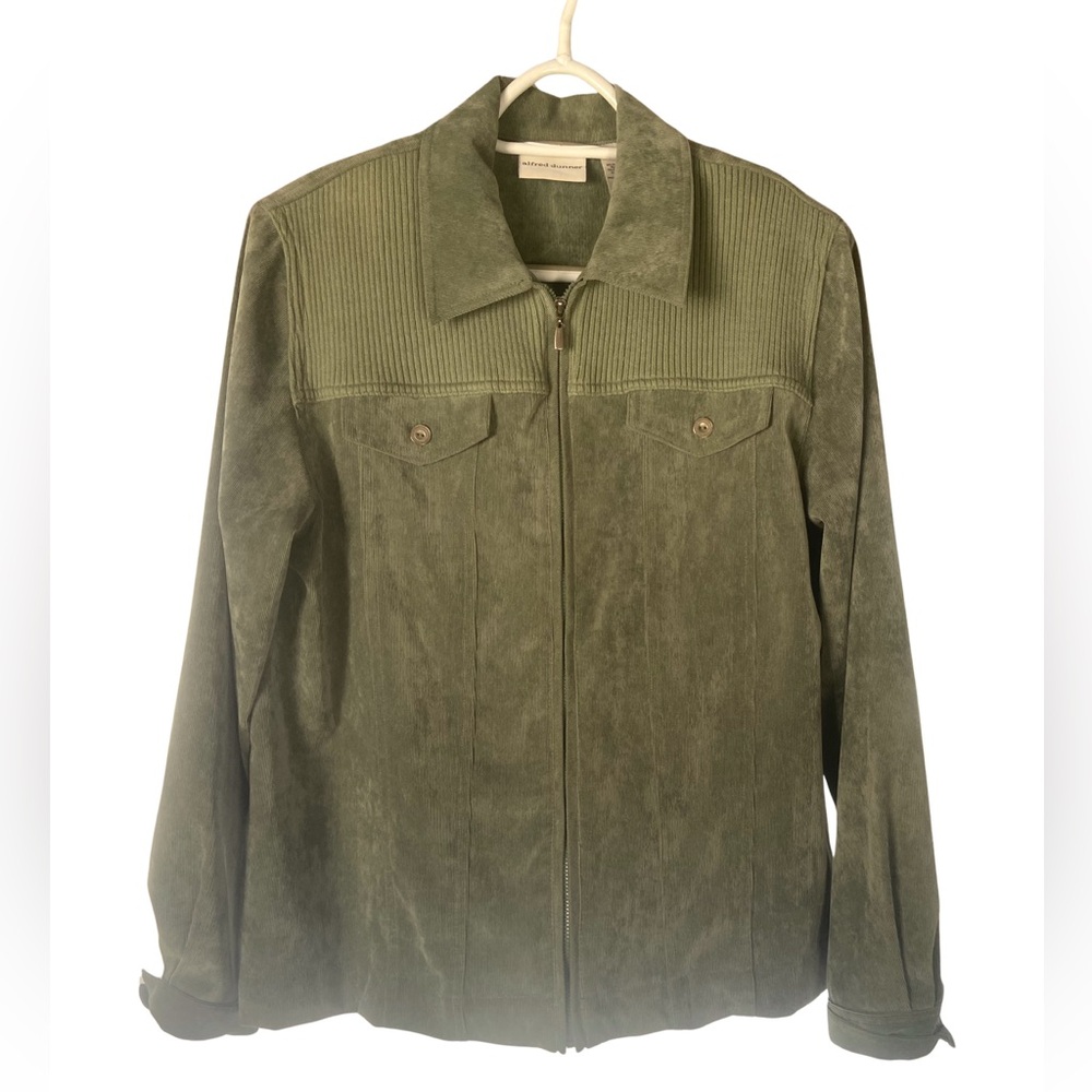 Alfred Dunner Sage Green Corduroy Zip Up